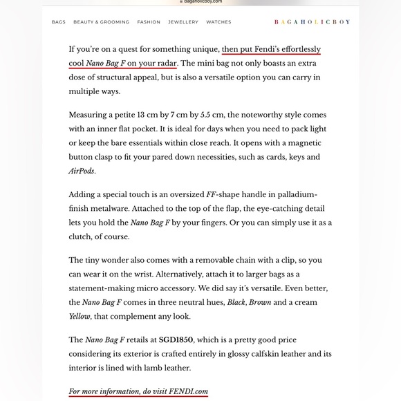 Fendi nano bag F. NWT - Picture 10 of 10